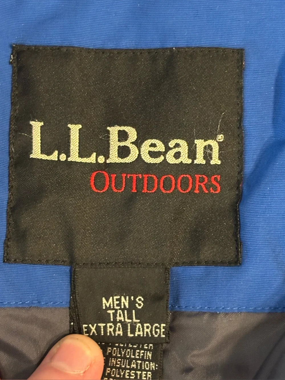L.L. Bean Outdoors Blue Parka w/ Pop Out Hood Mens size XL Tall ISSUE